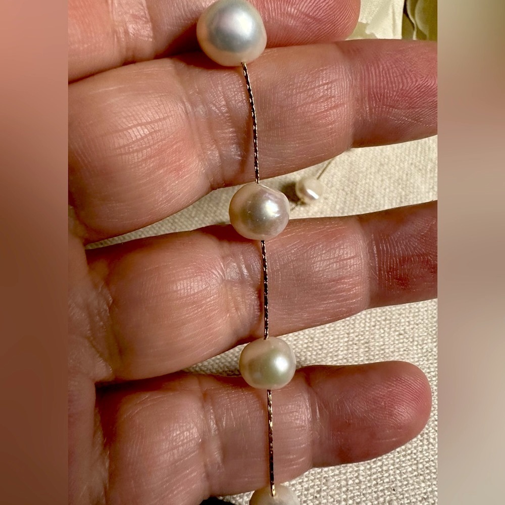 New Anthropologie BHLDN Leonor Long Pearl Earrings lenor nwt - Picture 4 of 6